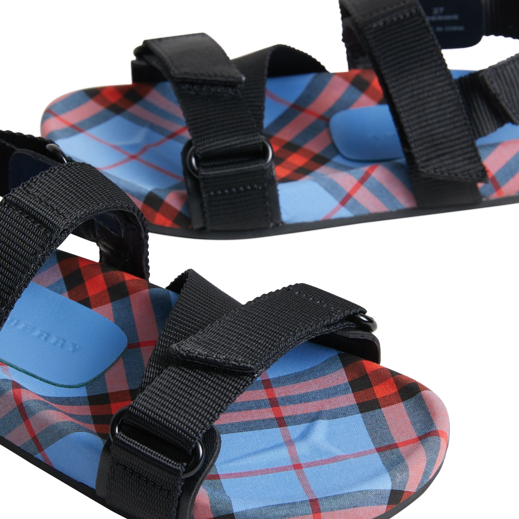 Sandales en coton à motif check - Cornflower Blue