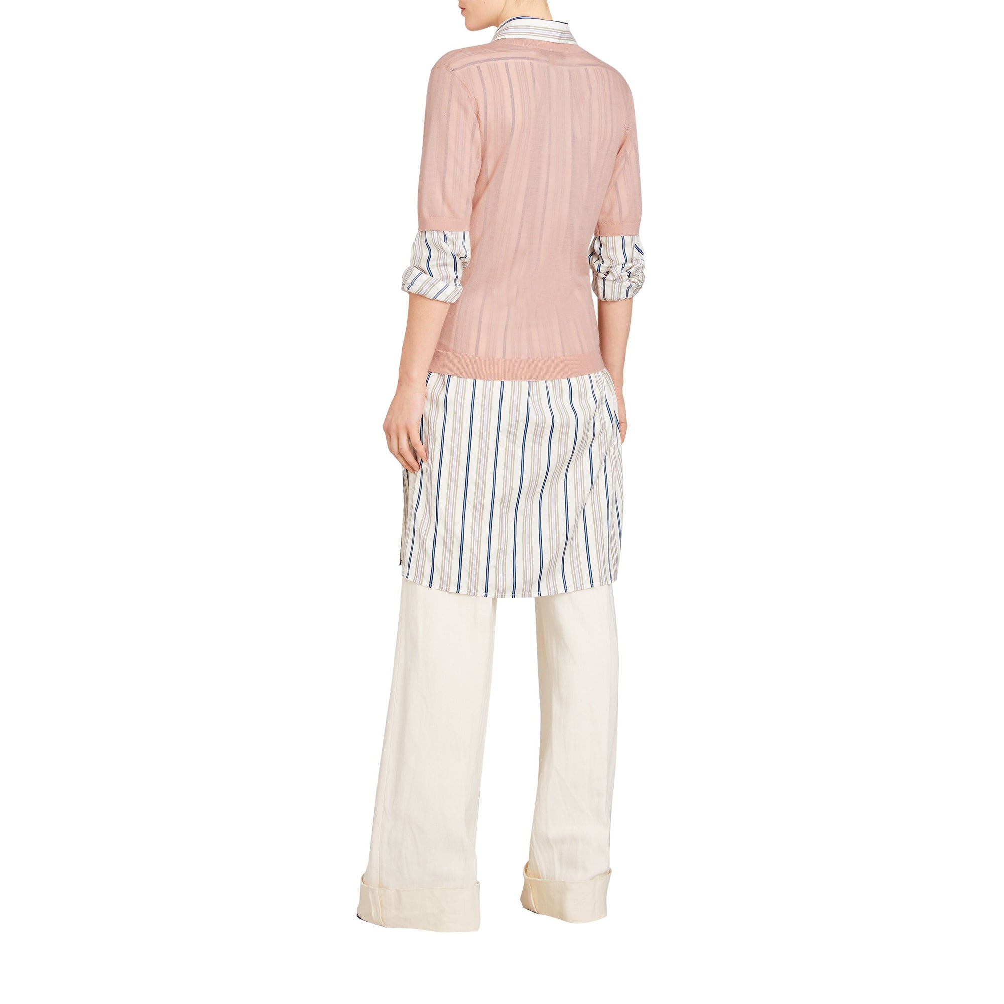 Pull en cachemire à manches courtes - Thistle Pink