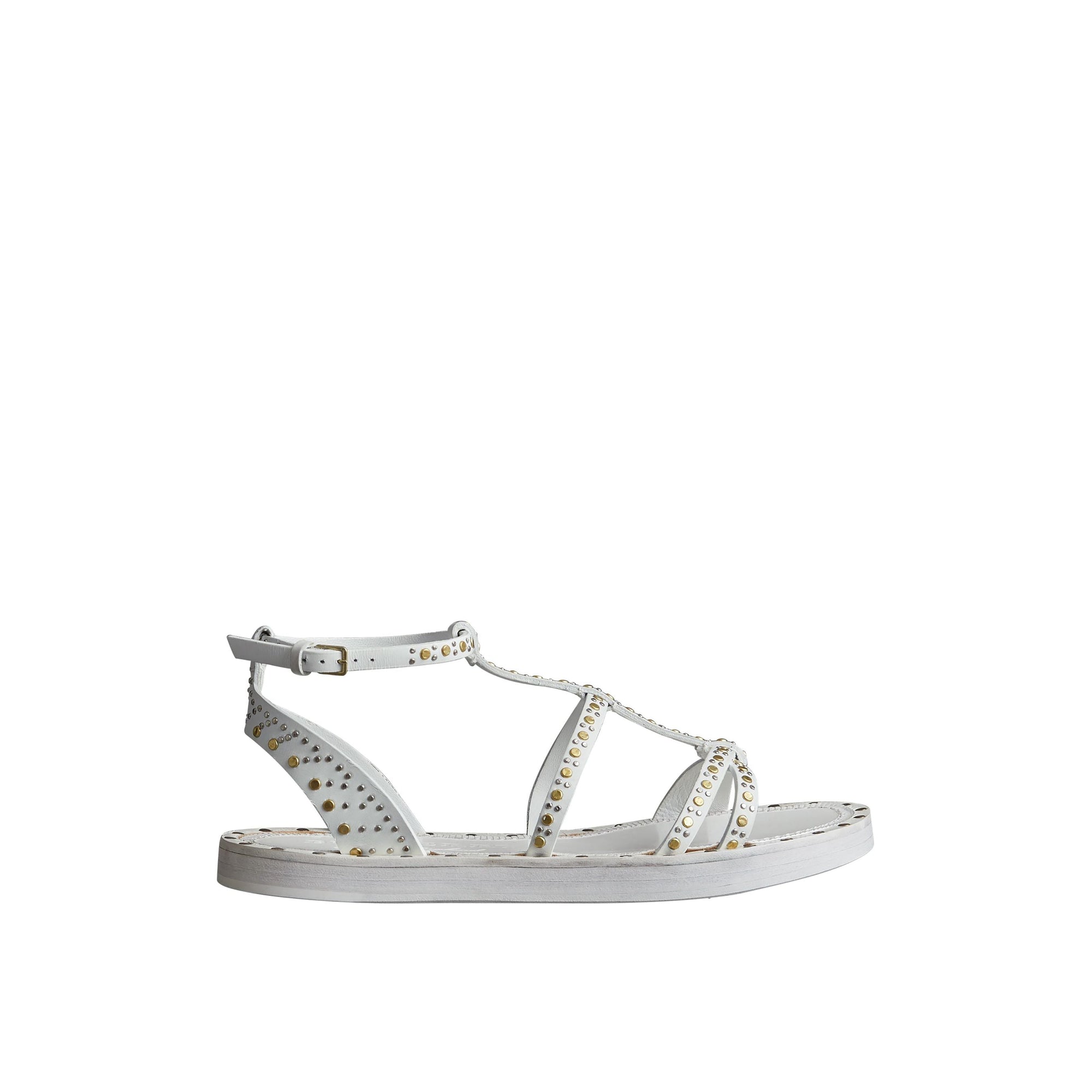 Spartiates en cuir à rivets - Optic White