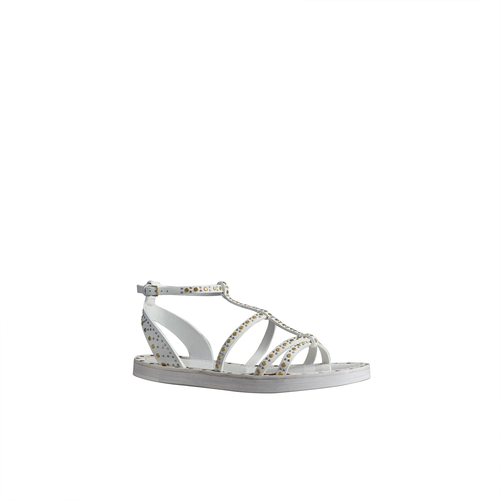 Spartiates en cuir à rivets - Optic White