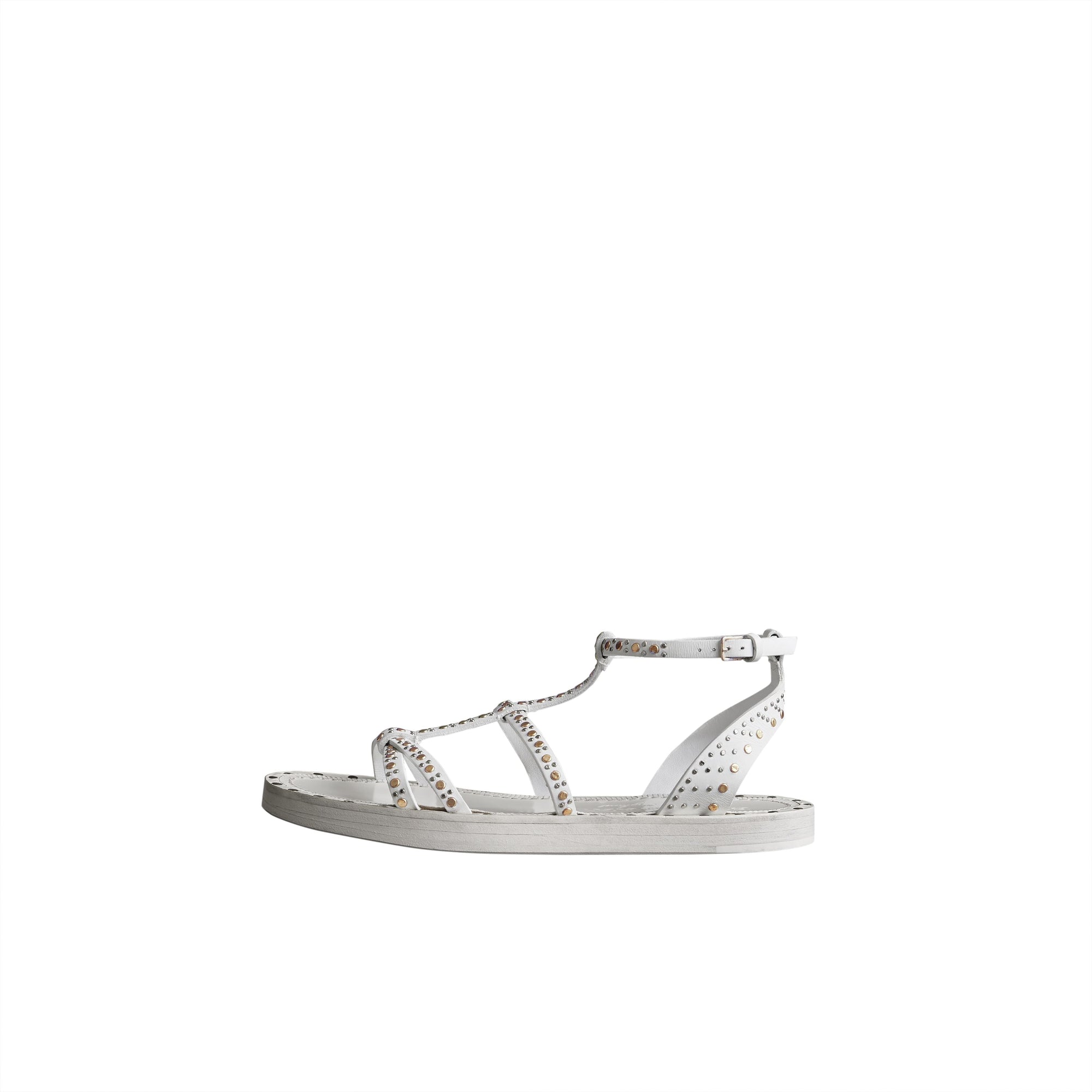 Spartiates en cuir à rivets - Optic White