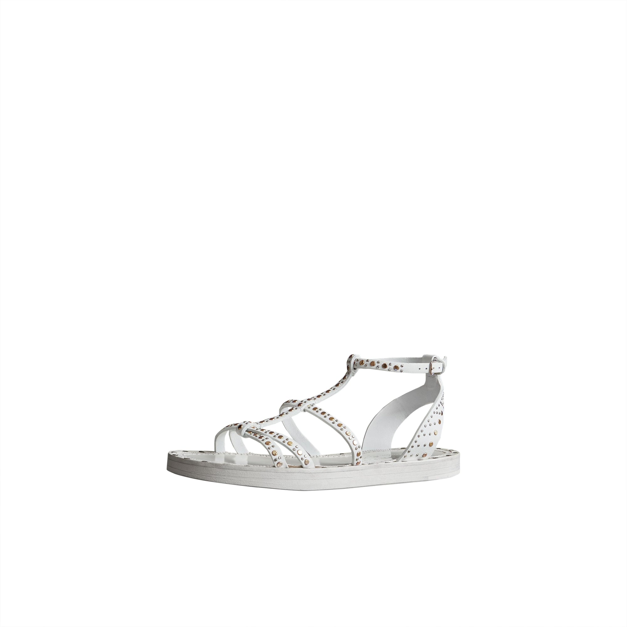 Spartiates en cuir à rivets - Optic White