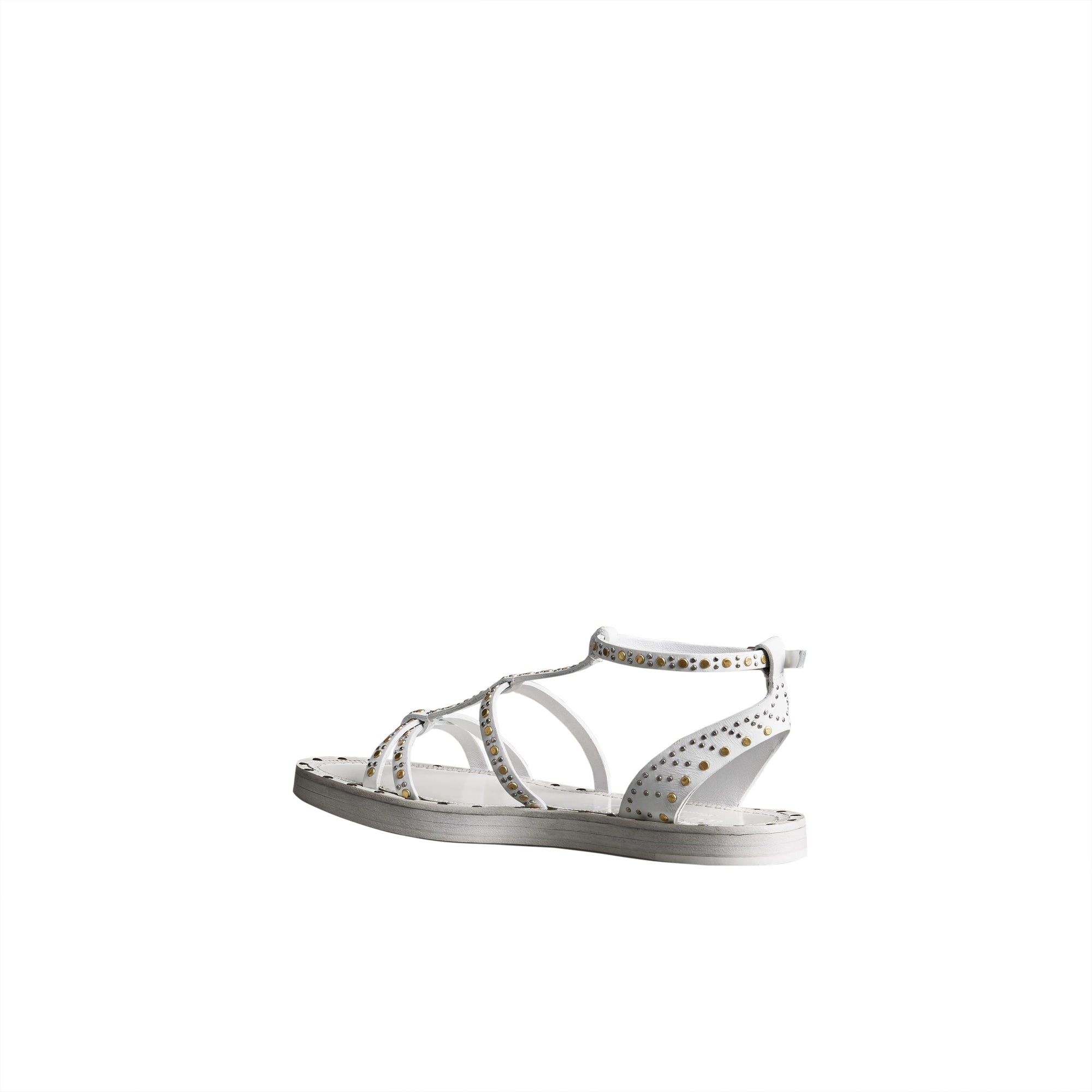 Spartiates en cuir à rivets - Optic White