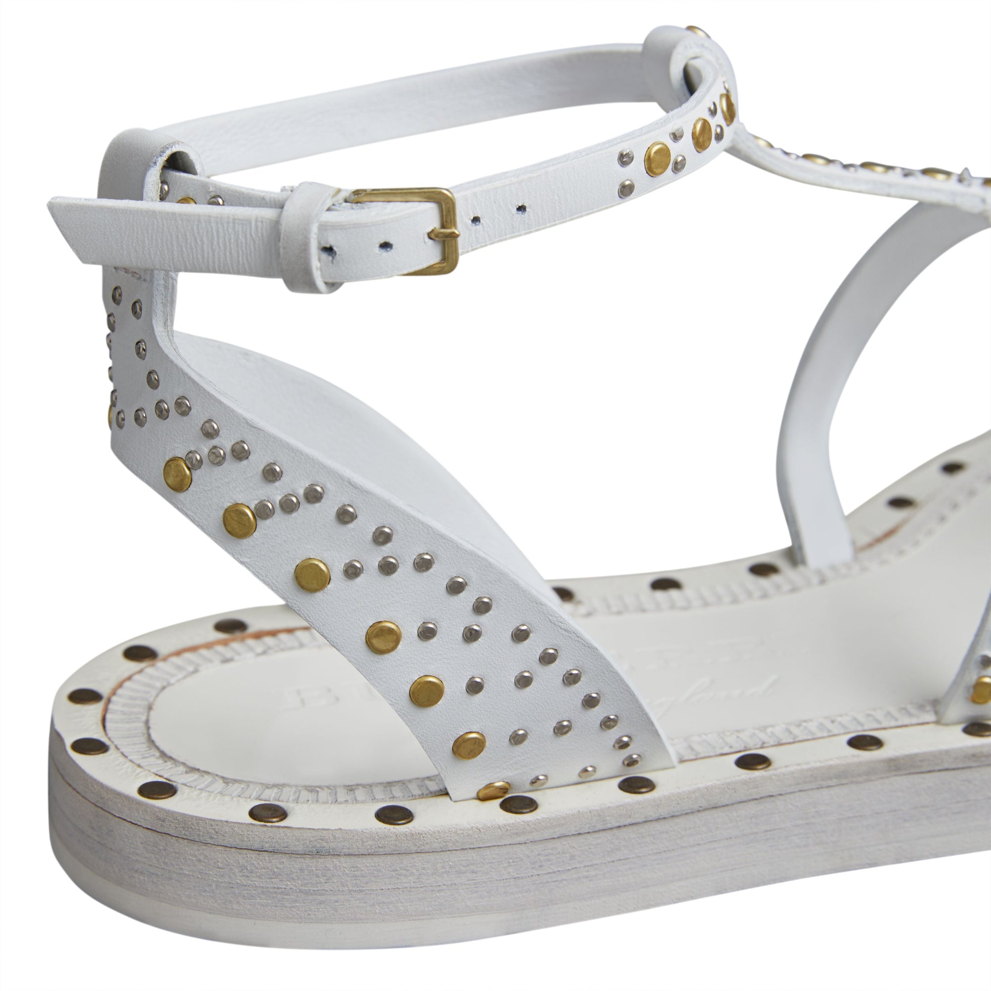 Spartiates en cuir à rivets - Optic White