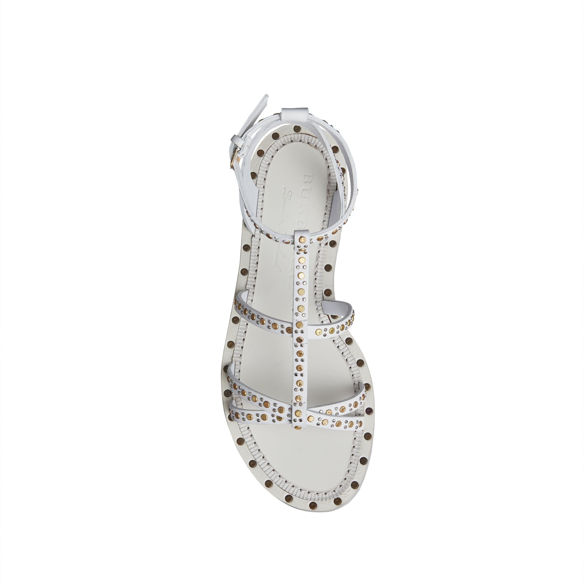 Spartiates en cuir à rivets - Optic White