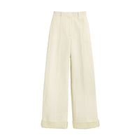 Pantalon ample en toile de coton et lin - Off White