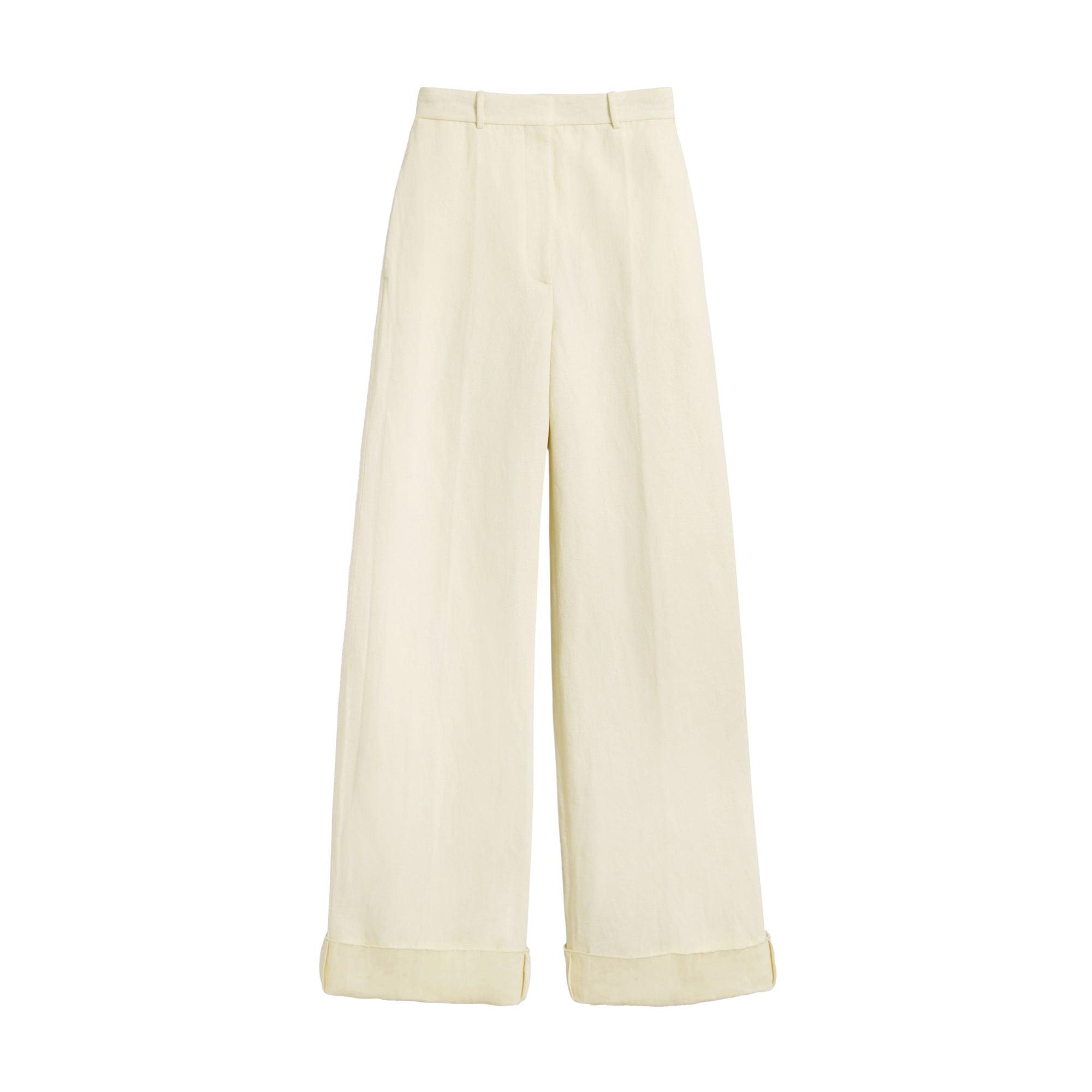 Pantalon ample en toile de coton et lin - Off White