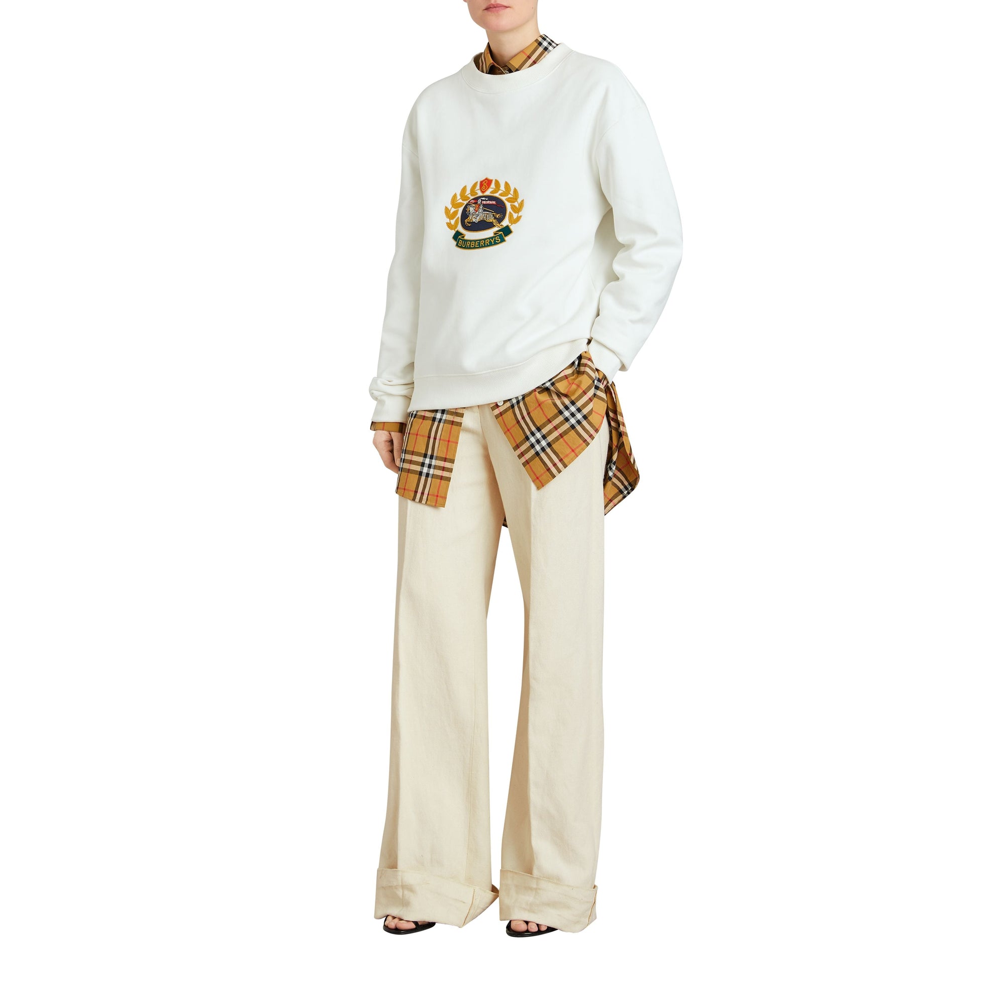 Pantalon ample en toile de coton et lin - Off White