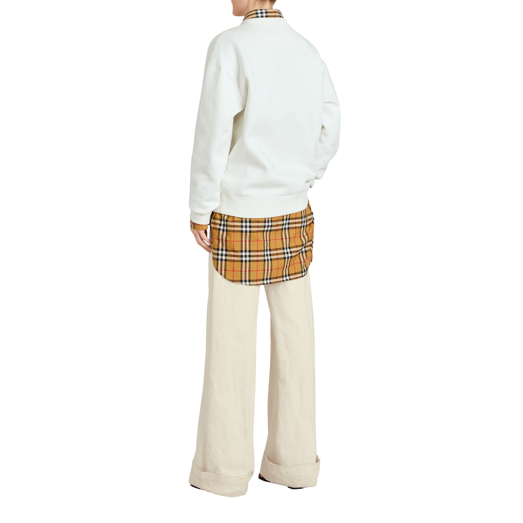 Pantalon ample en toile de coton et lin - Off White
