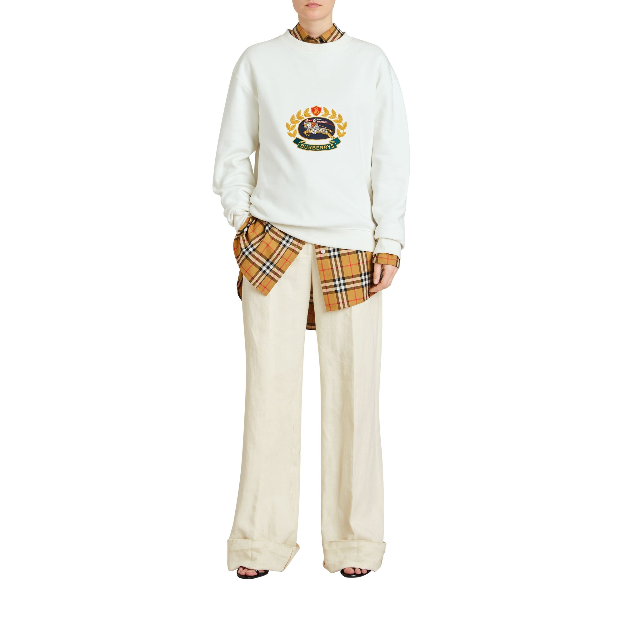 Pantalon ample en toile de coton et lin - Off White
