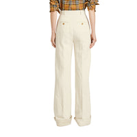 Pantalon ample en toile de coton et lin - Off White