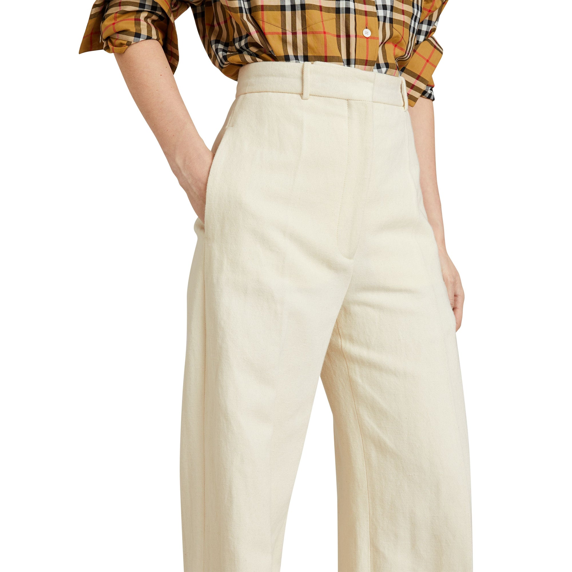 Pantalon ample en toile de coton et lin - Off White