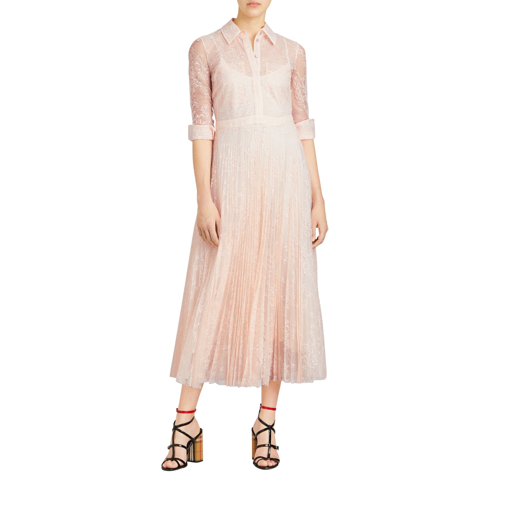 Robe en dentelle plissée - Powder Pink