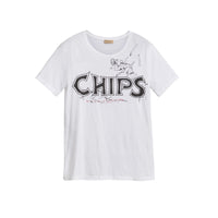 T-shirt en coton à imprimé Fish and Chips - White