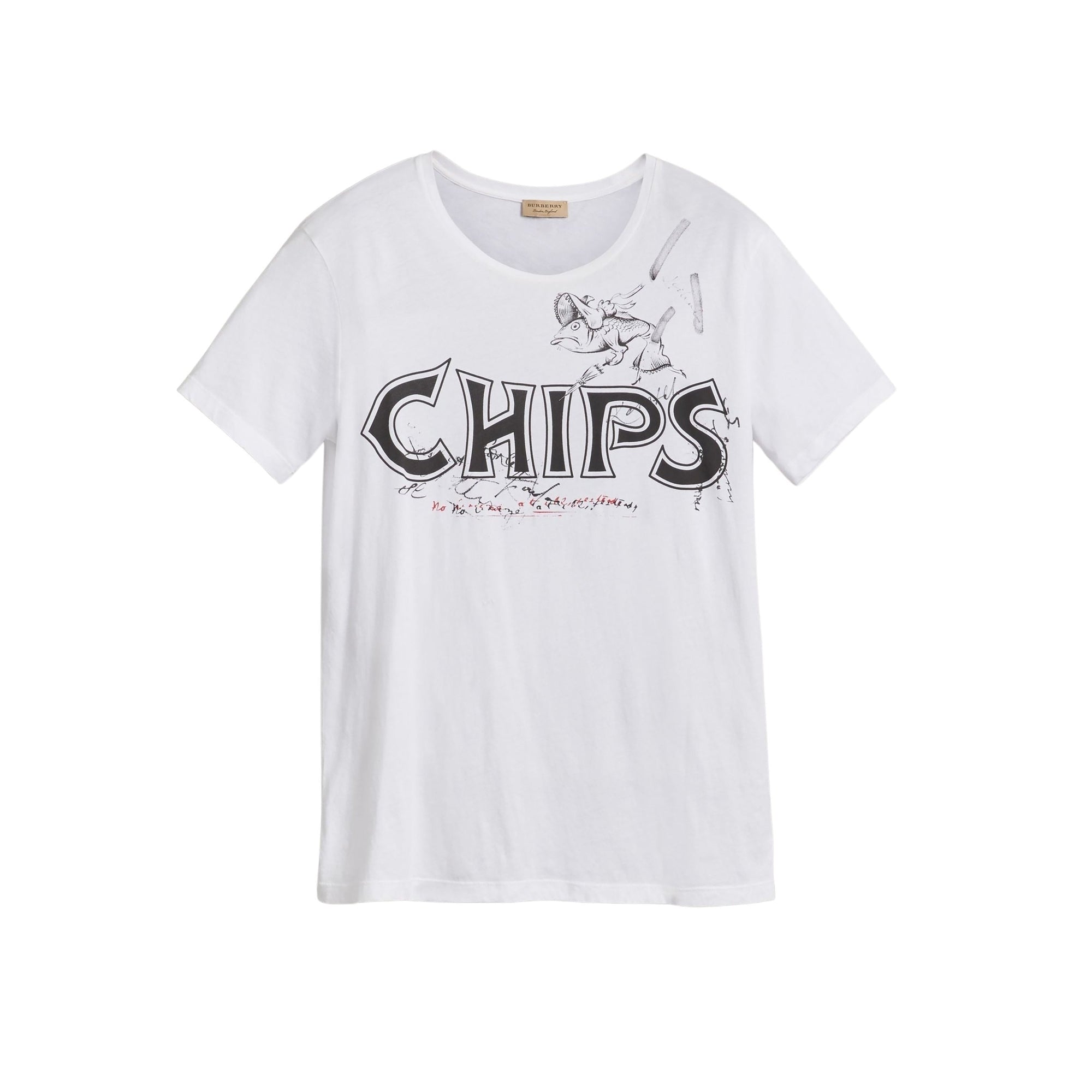 T-shirt en coton à imprimé Fish and Chips - White