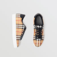 Sneakers en cuir à motif Vintage check - Antique Yellow
