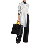 Grand sac The Belt en cuir tricolore - Black & Sea Green