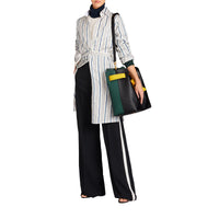 Grand sac The Belt en cuir tricolore - Black & Sea Green