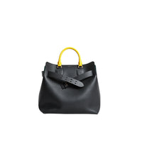 Grand sac The Belt en cuir tricolore - Black & Sea Green