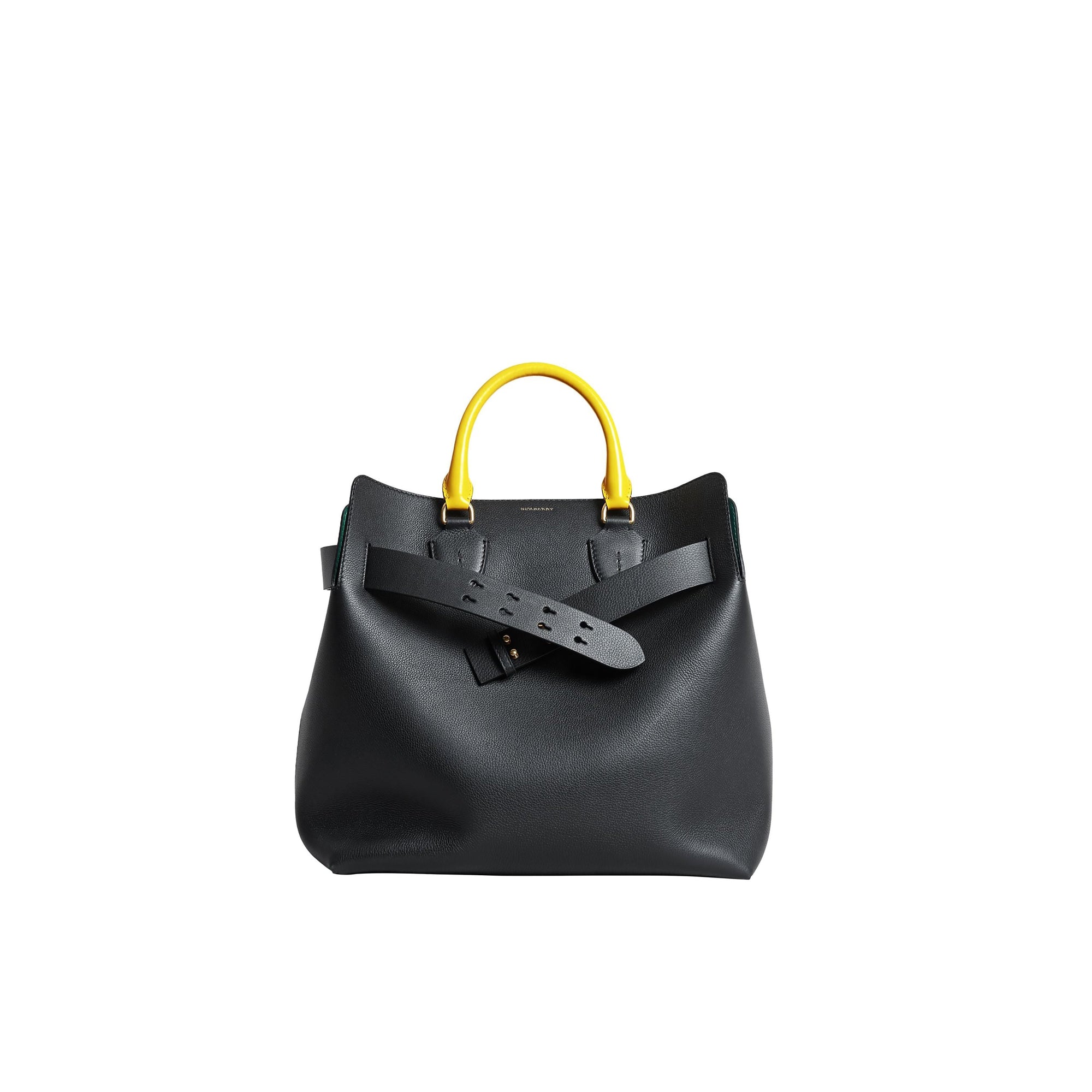Grand sac The Belt en cuir tricolore - Black & Sea Green