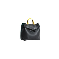 Grand sac The Belt en cuir tricolore - Black & Sea Green