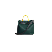 Grand sac The Belt en cuir tricolore - Black & Sea Green