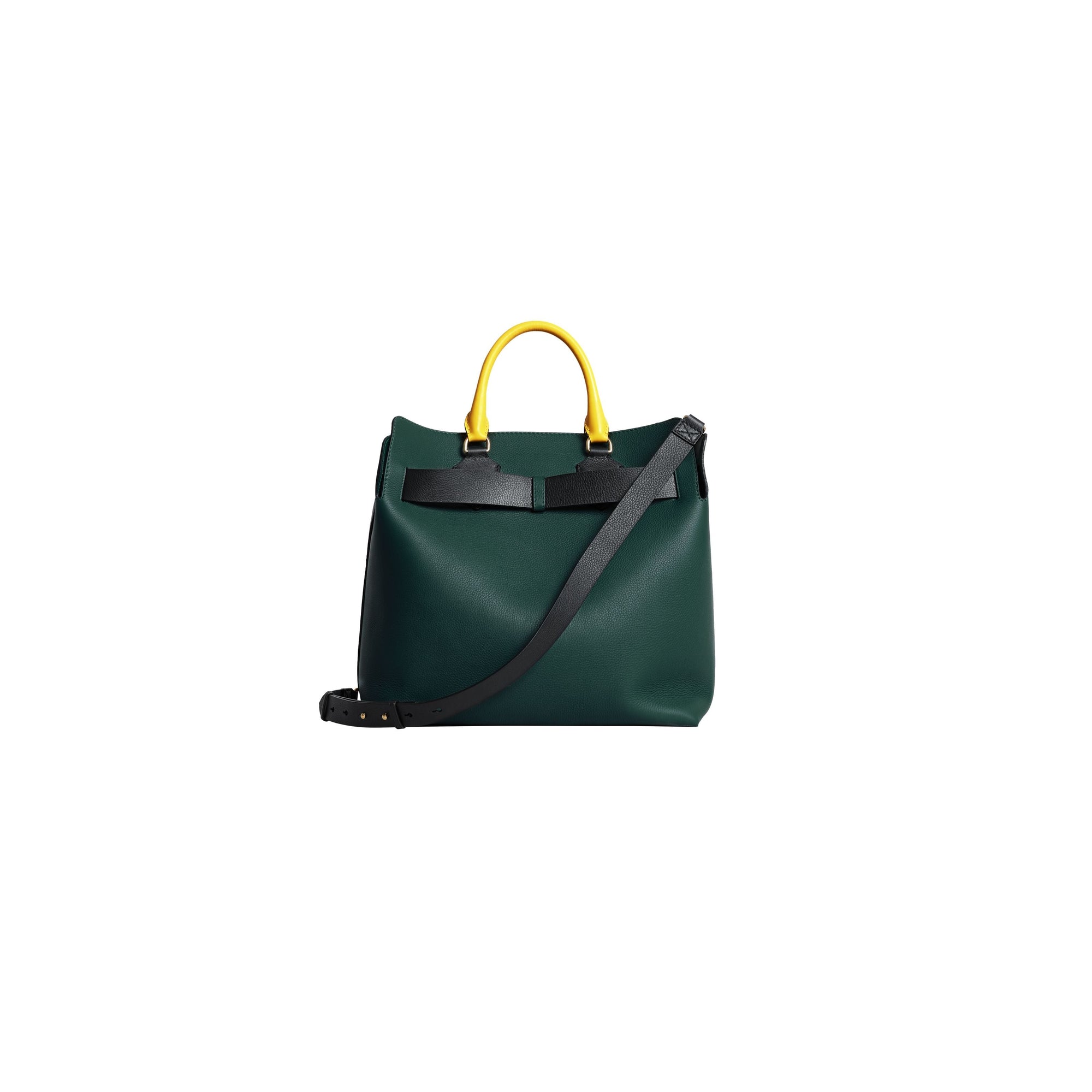 Grand sac The Belt en cuir tricolore - Black & Sea Green