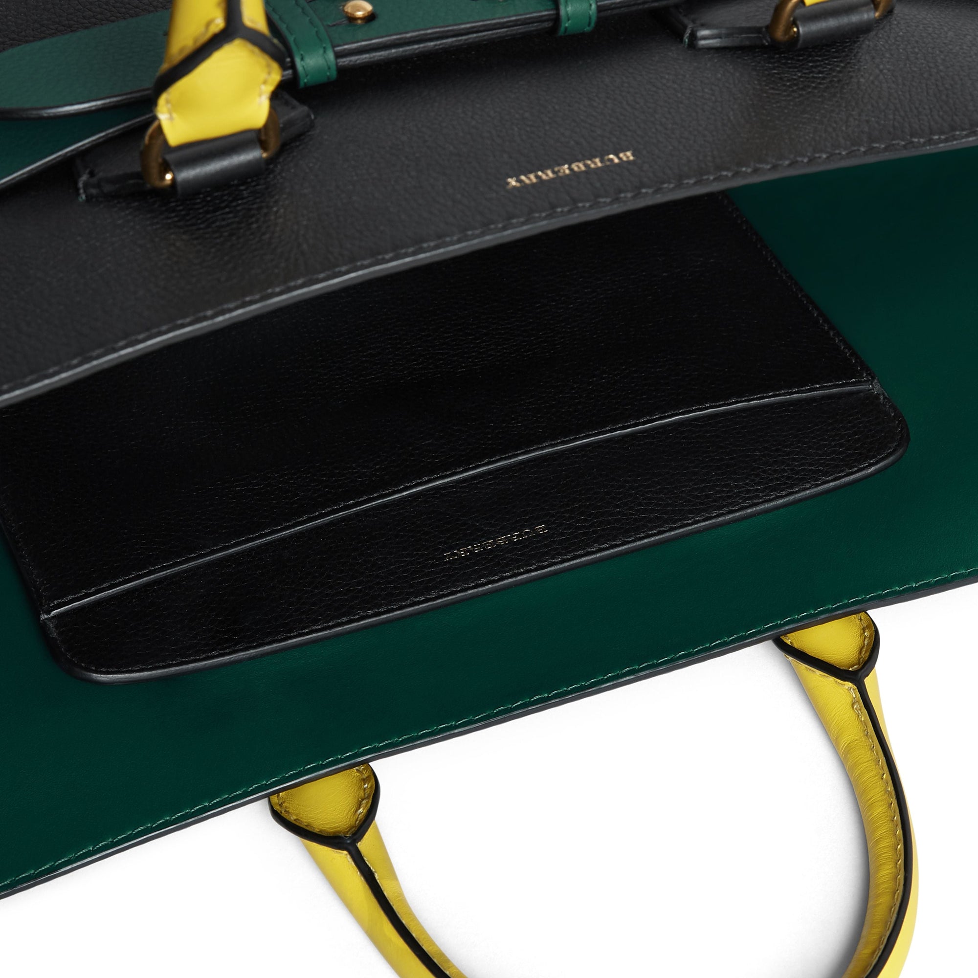 Grand sac The Belt en cuir tricolore - Black & Sea Green