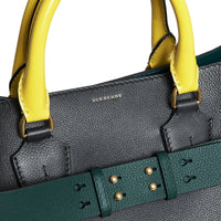 Grand sac The Belt en cuir tricolore - Black & Sea Green