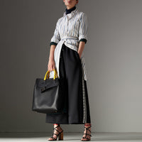 Grand sac The Belt en cuir tricolore - Black & Sea Green