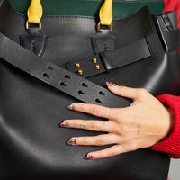 Grand sac The Belt en cuir tricolore - Black & Sea Green
