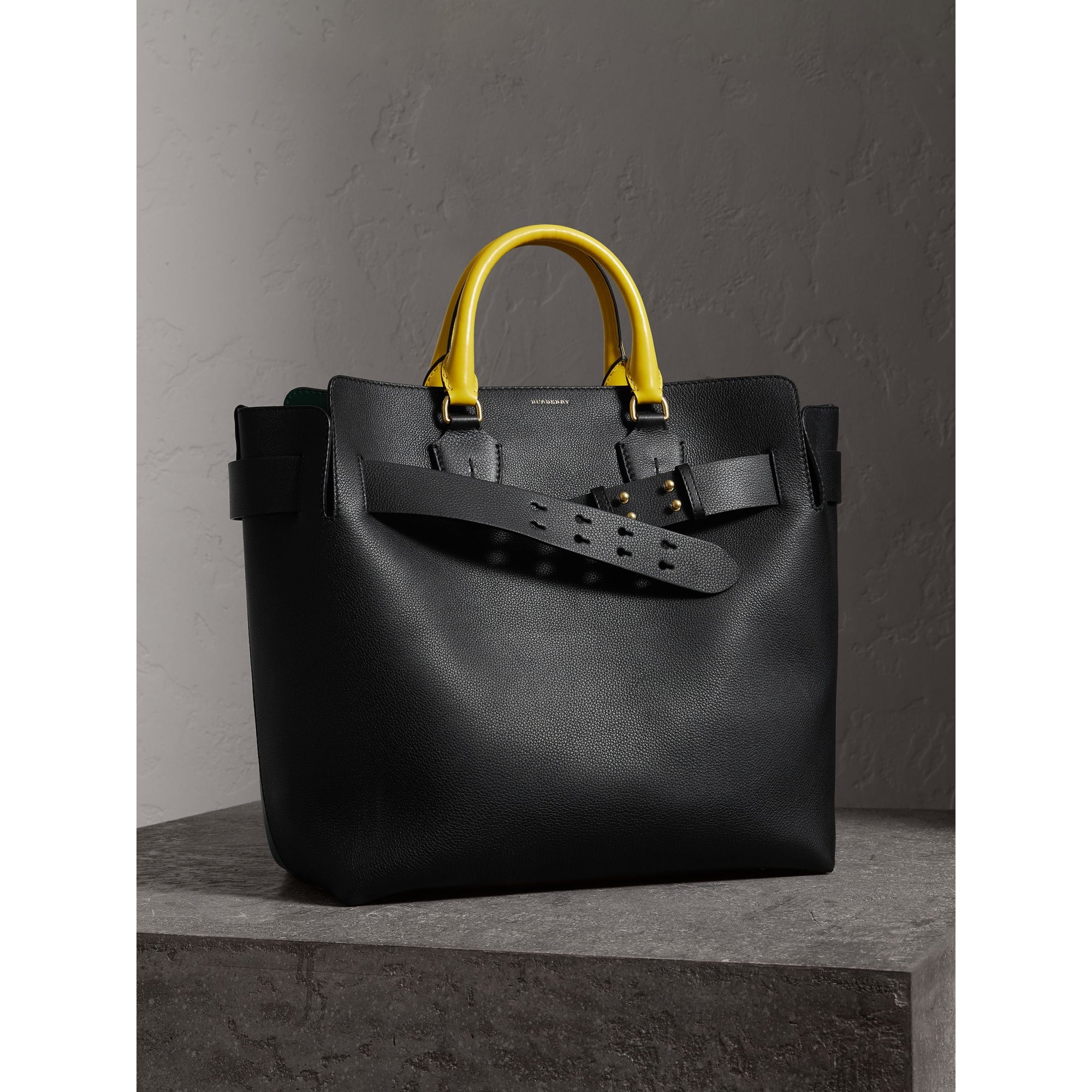 Grand sac The Belt en cuir tricolore - Black & Sea Green
