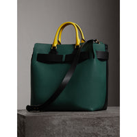 Grand sac The Belt en cuir tricolore - Black & Sea Green
