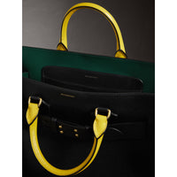 Grand sac The Belt en cuir tricolore - Black & Sea Green