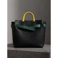 Grand sac The Belt en cuir tricolore - Black & Sea Green