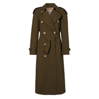 Trench long en gabardine tropicale - Dark Military Khaki