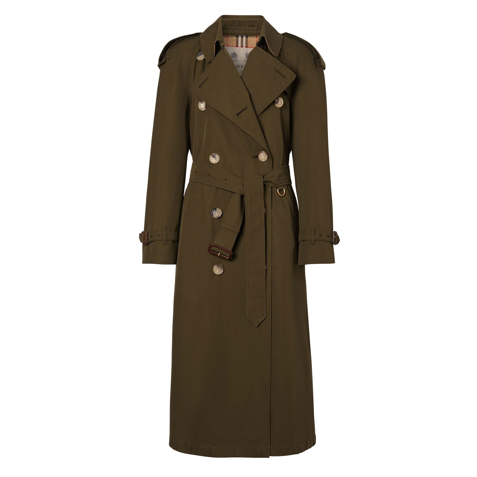 Trench long en gabardine tropicale - Dark Military Khaki