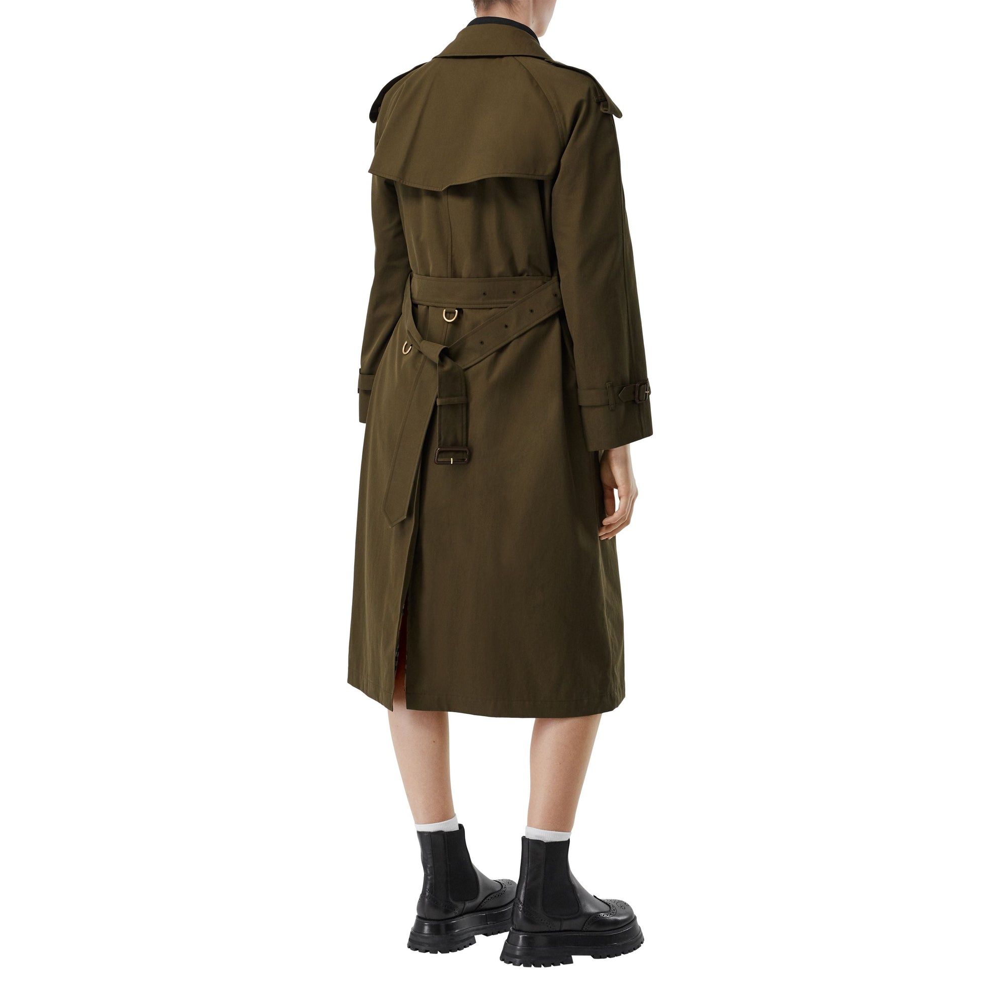 Trench long en gabardine tropicale - Dark Military Khaki
