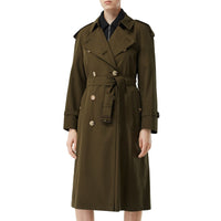 Trench long en gabardine tropicale - Dark Military Khaki