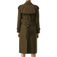 Trench long en gabardine tropicale - Dark Military Khaki