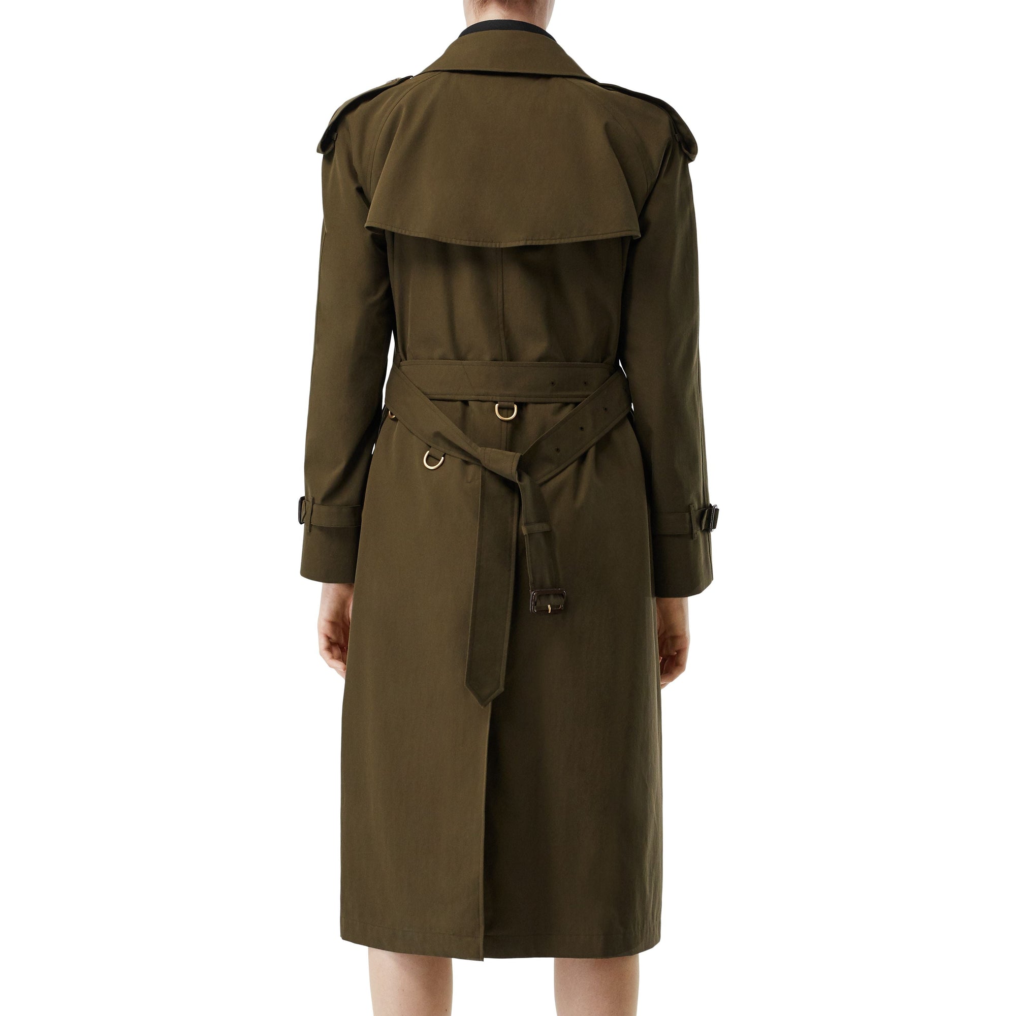 Trench long en gabardine tropicale - Dark Military Khaki