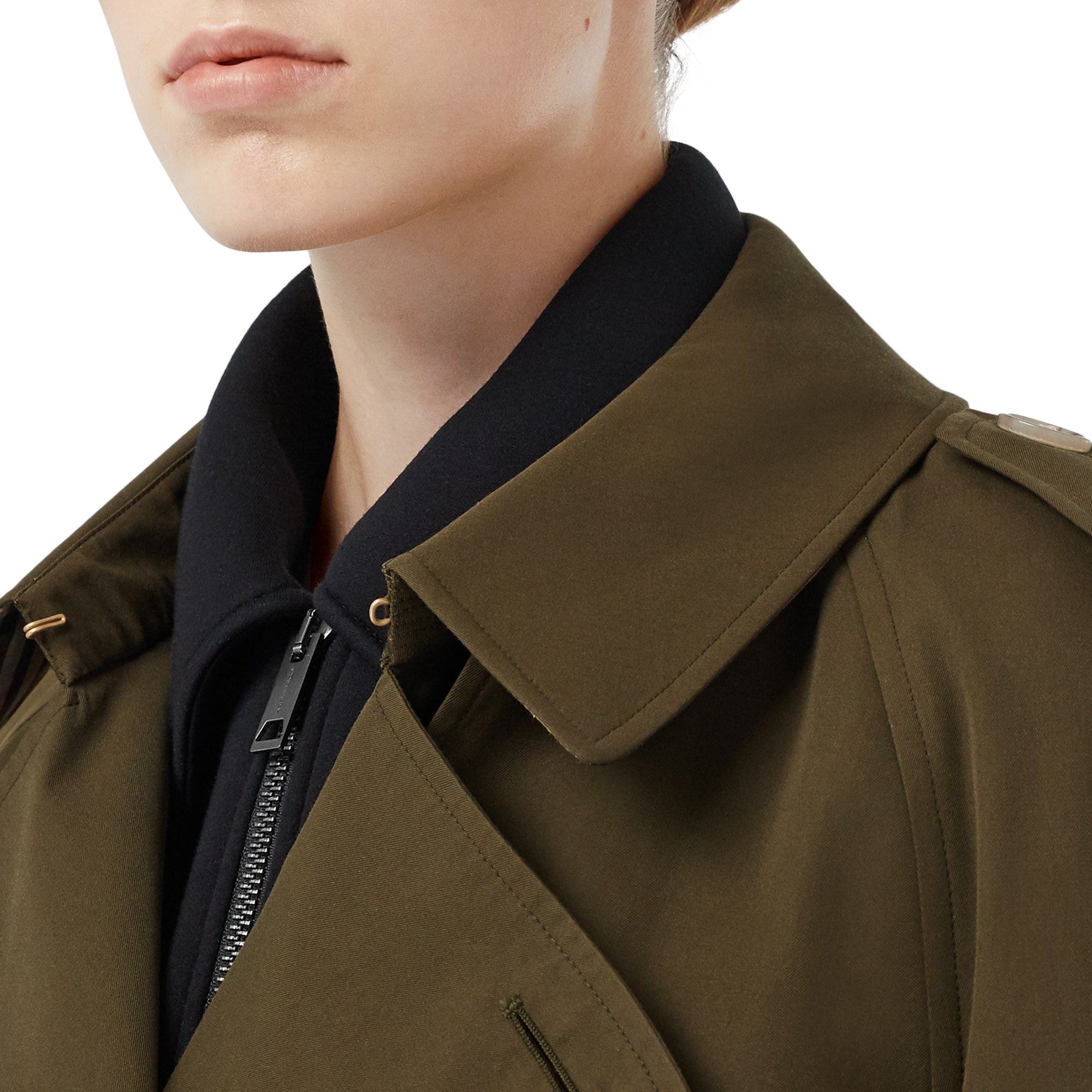 Trench long en gabardine tropicale - Dark Military Khaki