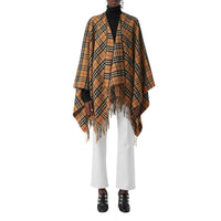 Poncho en laine et cachemire à motif Vintage Check - Antique Yellow