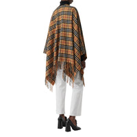 Poncho en laine et cachemire à motif Vintage Check - Antique Yellow