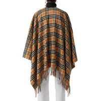 Poncho en laine et cachemire à motif Vintage Check - Antique Yellow