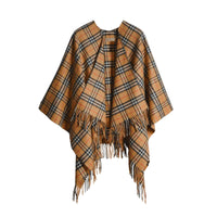 Poncho en laine et cachemire à motif Vintage Check - Antique Yellow