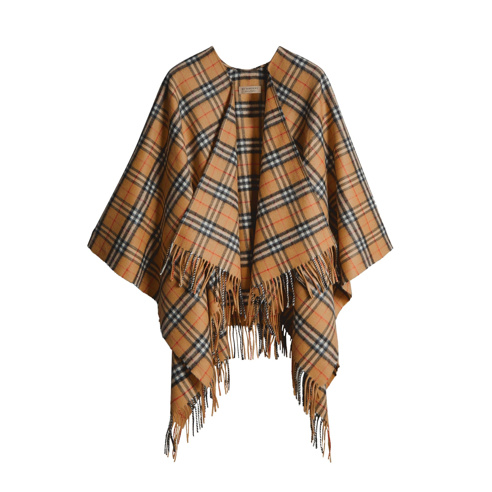 Poncho en laine et cachemire à motif Vintage Check - Antique Yellow