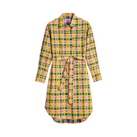 Robe chemise ceinturée à motif Check peint - Bright Coral Pink