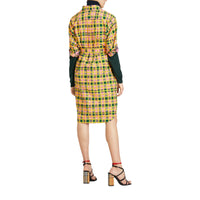 Robe chemise ceinturée à motif Check peint - Bright Coral Pink