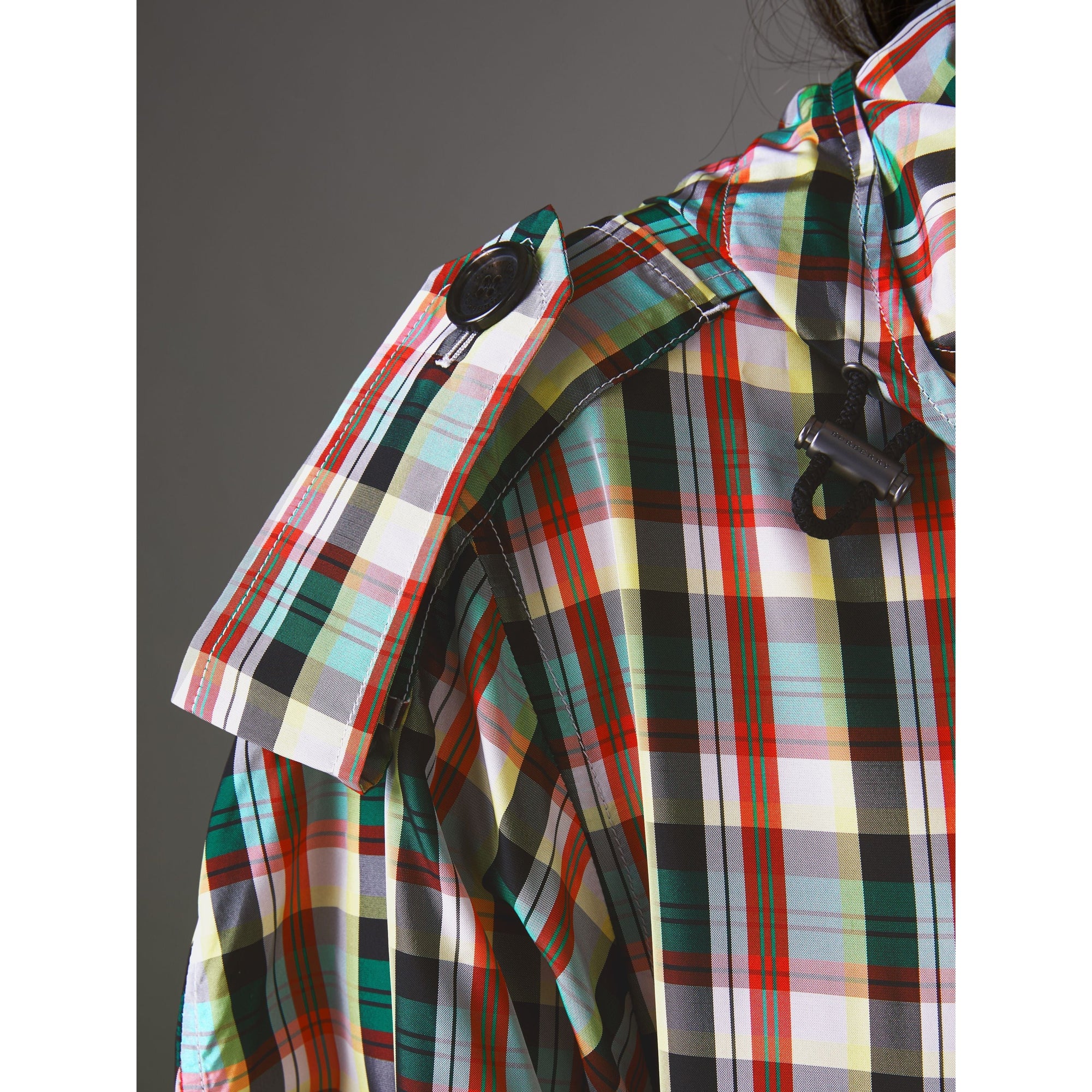 Parka légère à capuche à motif check - Pine Green